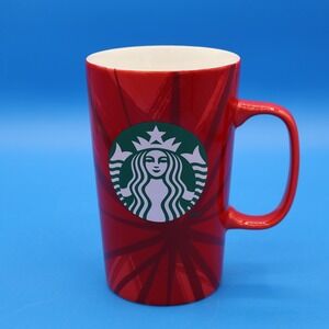 Starbucks Red Sunburst Tall Mug 16oz Coffee Tea Cup‎ Drinkware